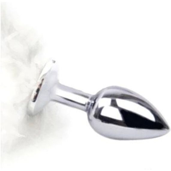 Анальная пробка с хвостиком S, белая, 6 х 2.5 см Sex Aura | Зображення 1