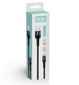 Кабель USB Type-C ColorWay CW-CBUC045-BK 2,4A 1м чорний