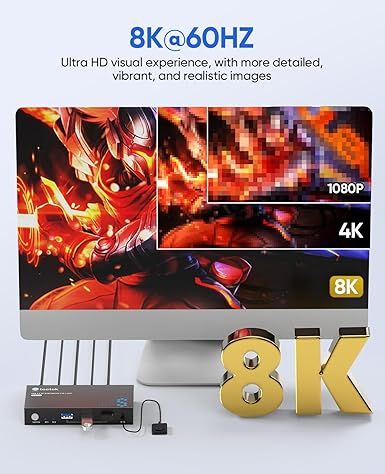 DP 2.1 KVM-переключатель 8K@60 Гц 2 ПК 1 монитор USB 3.0 2 порта Steetek Ultra HD 2 в 1 выход KVM-переключатель с 2 кабелями USB 3.0 и 1 3,5 мм аудиокабелем(Б/У) (stk-s7230p) | Зображення 3