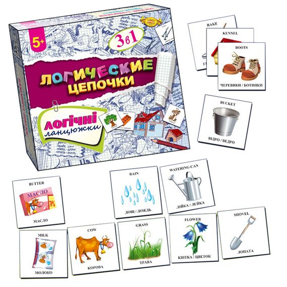 Дитяча розвиваюча гра "Логічні ланцюжки" MKB0109 укр. рос. англ. мовами