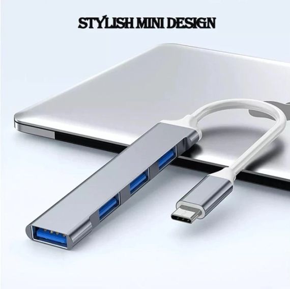 USB Type-C хаб разветвитель для ноутбука на 4 порта Combi USB Gray | Зображення 1
