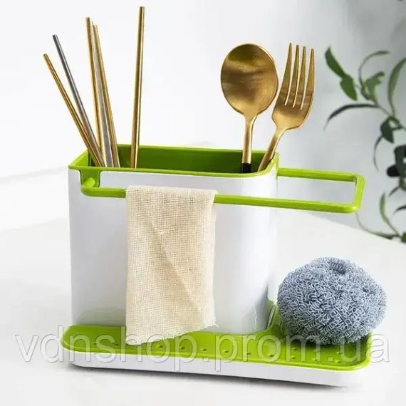 Универсальный органайзер для кухни на раковину 3 в 1 DAILY USE, для щеток, губок, мыла и полотенец | Зображення 3