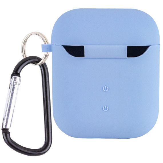 Силиконовый футляр с микрофиброй для наушников Airpods 1/2 Голубой / Lilac Blue | Зображення 1