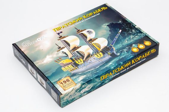 Дерев'яний 3D конструктор "Піратський корабель" Puz-00928 р.34*27*9см PuzzleOk | Зображення 3