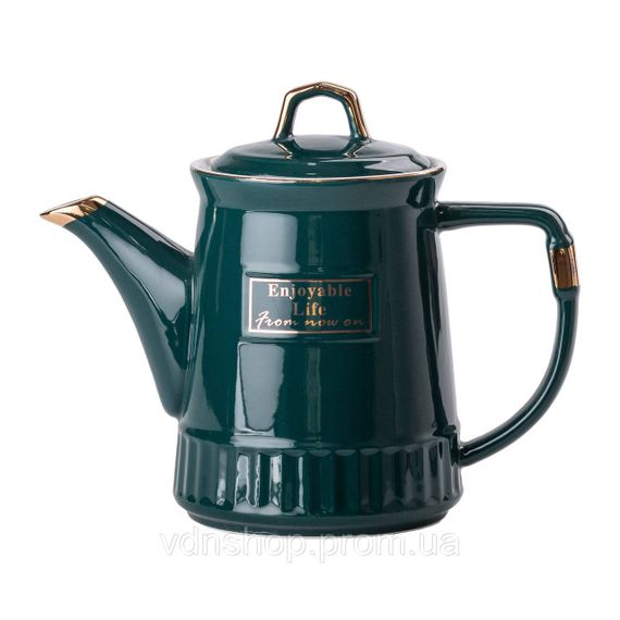 Чайний набір на 6 персон із заварювальним чайником та порцелянаовою підставкою Зелений HP-15-6 | Зображення 1