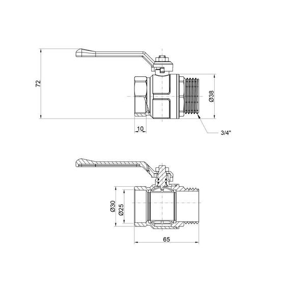 Кран кульовий Icma 3/4" прямий №352 | Зображення 1