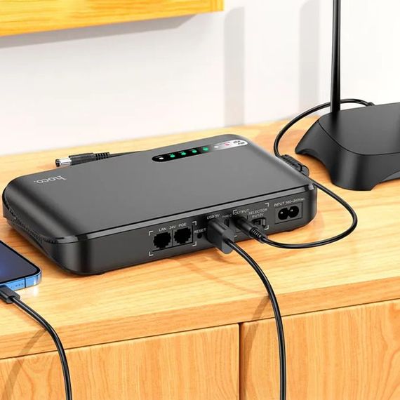 Джерело безперебійного живлення Hoco DB62 Smart Mini UPS для роутерів 5V/9V/12V 20000 mAh Black | Зображення 4