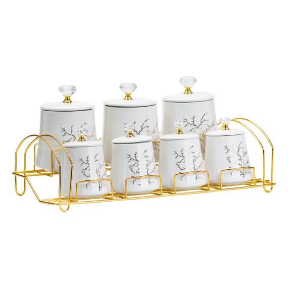 Набор для специй 4 шт по 250 мл и 3 шт по 550 мл на металической подставке HP1216 | Зображення 1