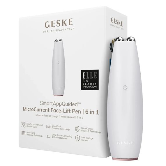 Микротоковая ручка для подтяжки кожи лица GESKE MicroCurrent Face-Lift Pen 6в1 white, Бежевый