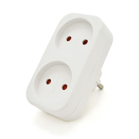 Розетка двойника без заземления A202,White,2Р,10А