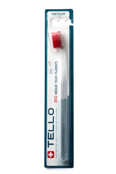 Зубна щітка Tello 3940 Medium, d 0.15mm, червона