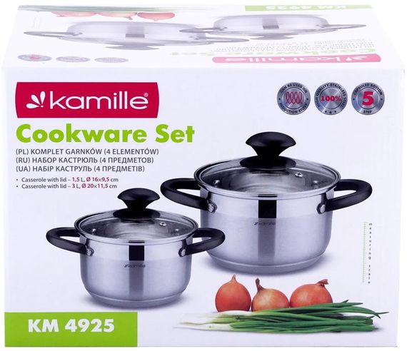Набір 2 каструлі Kamille Groningen 1.5л, 3л з нержавіючої сталі з 5-шаровим індукційним дном | Зображення 5