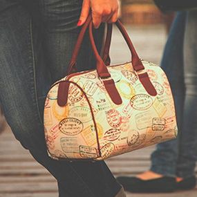 Сумка бочонок Barrel Печати в загранпаспорте 28x18x17 см (SB_14M027_BL)