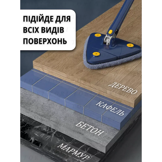 Трикутна швабра багатофункціональна для миття вікон, підлог, дзеркал, з функцією повороту на 360 | Зображення 5
