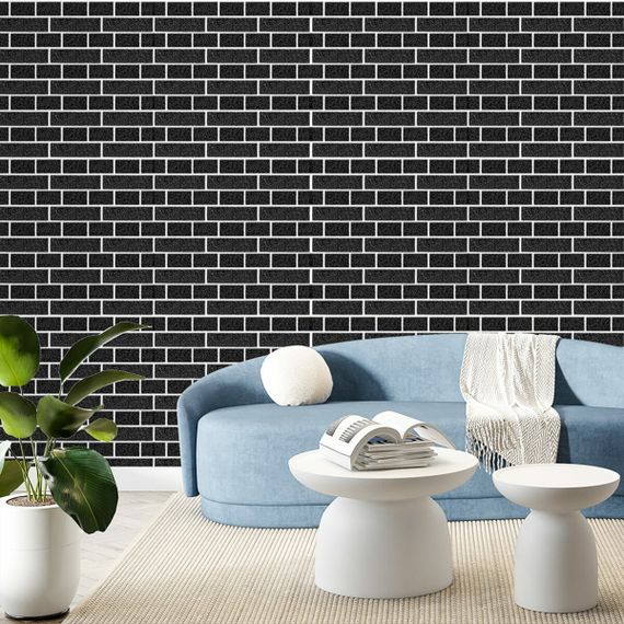 Панель стінова 70*70cm*5mm чорна цегла з білим (D) SW-00001503 | Зображення 4