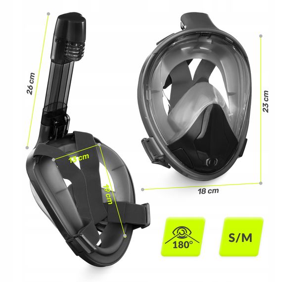 Маска для снорклінгу TSUNAMI повнолицьова, зі складною трубкою Size S/M Grey (P-5907739318183) | Зображення 6