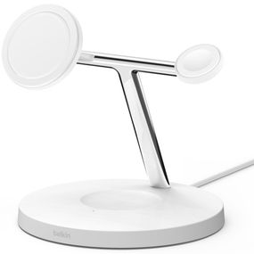 Зарядний пристрій Belkin бездротовий 3в1 MagSafe iPhone/Watch/AirPods, білий (WIZ017VFWH)