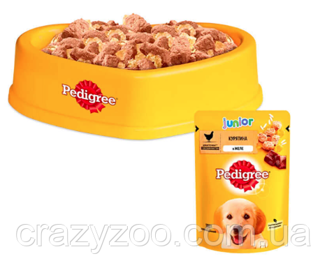 Вологий корм для цуценят Pedigree Junior з куркою та рисом 100 г 017247 | Зображення 1