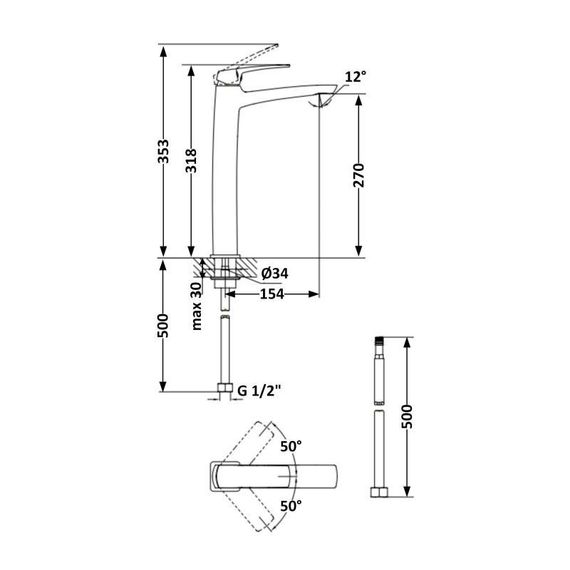 Смеситель для раковины Qtap Tern высокий QTTER269CRM47585 Chrome | Зображення 1