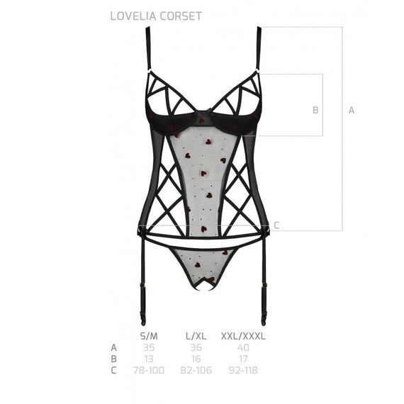 Корсет с подвязками, стринги Passion LOVELIA CORSET S/M, black | Зображення 5
