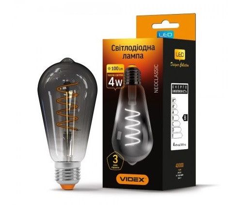 Філаментна світлодіодна лампа LED Videx 4W E27 2100K VL-ST64FG-04272