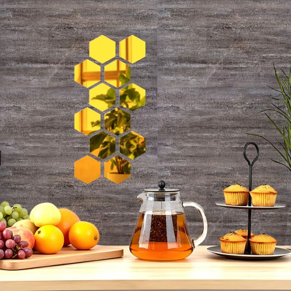 Дзеркальний декор акриловий самоклеючий 80*70мм золото, 12шт(D) SW-00002515 | Зображення 5