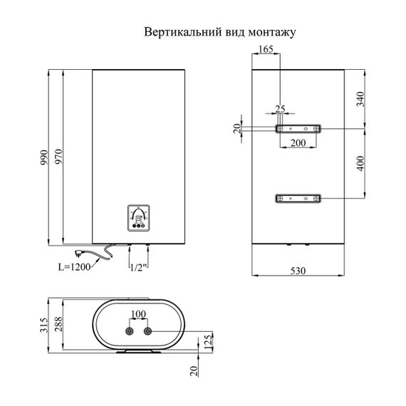 Водонагрівач Kroner Flacher K80F2-D з сухим ТЕНом | Зображення 1