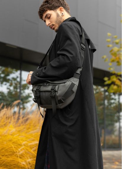 Большая мужская сумка бананка Sambag DynamicDart графитовая 38×21×7 см (80411009m) | Зображення 2