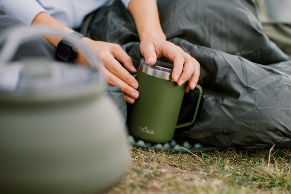 Термочашка Tribe Classic Mug 500 мл, Дорожня кружка трайб для чаю та кави, термокружка для походу, Оливковий | Зображення 6