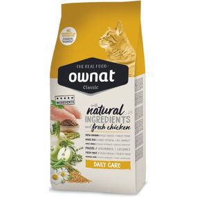 Корм Ownat Classic Cat Adult Daily Care сухий повнораціонний зі свіжим м'ясом курки для дорослих котів із нормальним рівнем активності 4 кг