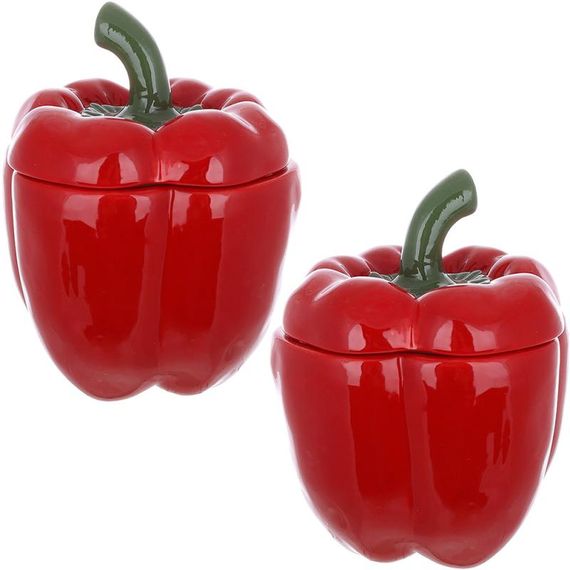 Набір 2 керамічні банки "Pepper" 550мл для сипучих продуктів, червоний перець