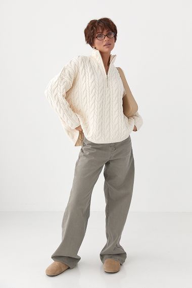 Жіночий светр із косичками - молочний цвет, ONE SIZE (є розміри) | Зображення 2