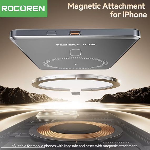 Бездротовий магнітний повербанк Rocoren MagSafe Magnetic PowerBank 10000mAh 20W Grey | Зображення 4