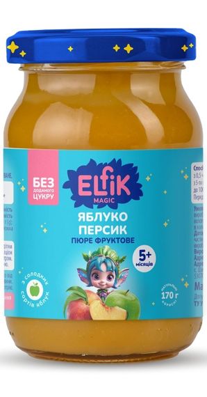 Пюре яблоко-персик Elfik Magic 170 г х 12 шт