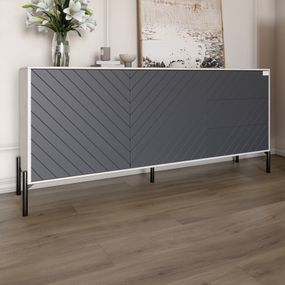 Комод з чорними металевими ніжками LION Амарант 168x40x76,5 см Бетон Style/Графітовий (LION-041884)