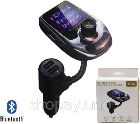 FM модулятор A30 BT ∙ Автомобільний трансмітер з екраном ∙ Bluetooth ∙ USB | Зображення 2