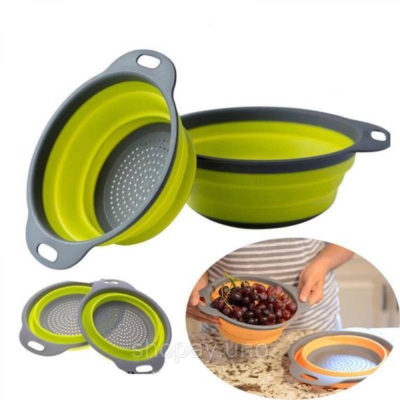 Друшляк силіконовий складаний великий + маленький Collapsible filter baskets | Зображення 1
