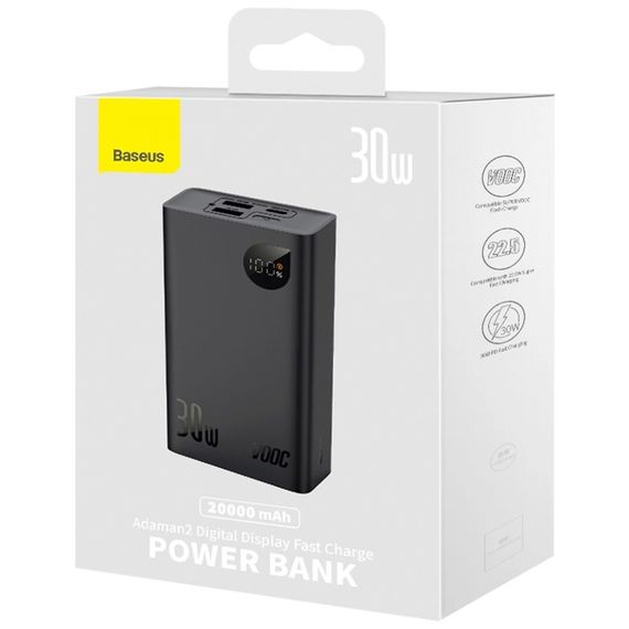 Портативний ЗП Power Bank Baseus Adaman2 Digital Display 30W VOOС OS 20000 mAh (PPAD050101) Black | Зображення 5