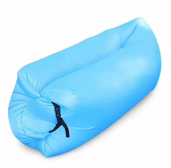 Надувний шезлонг ламзак 240х70 см Air Sofa Блакитний — портативний надувний диван ліжко для пляжу, кемпінгу та відпочинку | Зображення 1