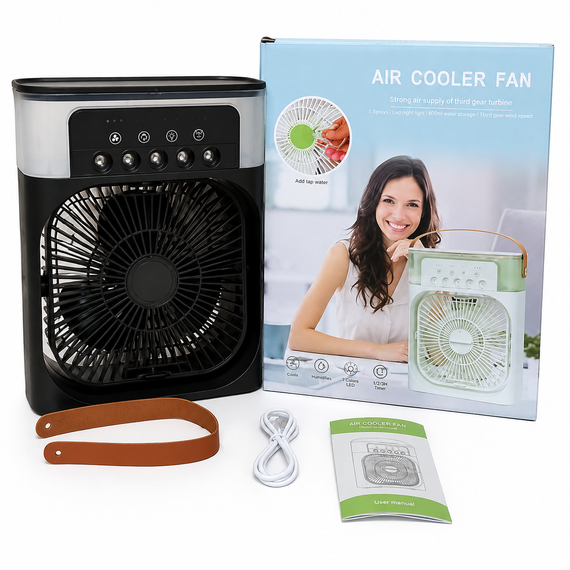 Вентилятор кондиционер увлажнитель 3в1 с контейнером для льда Mini Portable USB Air Cooling Fan 9418 Черный | Зображення 2