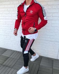 Чоловічий спортивний костюм ADIDAS червоний  | 5-222