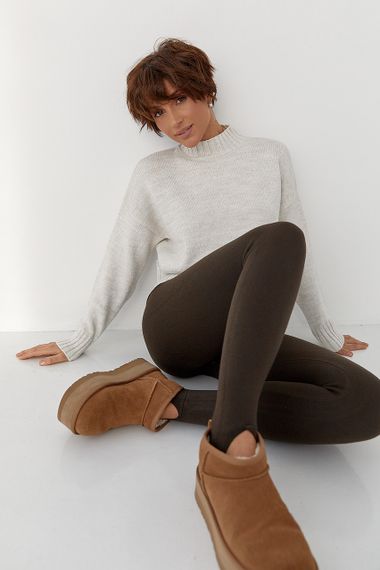 В'язаний светр з горловиною-стійкою - бежевий цвет, ONE SIZE (є розміри) | Зображення 2