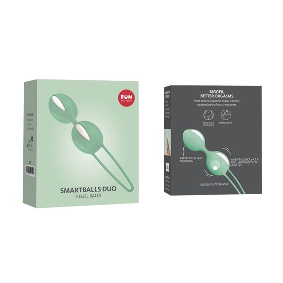 Вагінальні кульки Fun Factory SMARTBALLS DUO, фісташково-білі, 2 шт, діаметр 3,2 та 3,6 см | Зображення 2