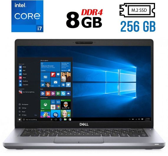 Ультрабук Б-класс Dell Latitude 5411 / 14" (1920x1080) IPS / Intel Core i7-10850H (6 (12) ядра по 2.7 - 5.1 GHz) / 8 GB DDR4 / 256 GB SSD M.2 / Intel UHD Graphics / WebCam / HDMI / Windows 10 б/у