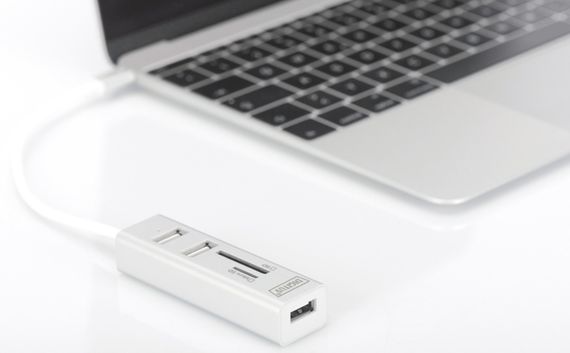 Концентратор DIGITUS USB 2.0 (AF/Type-C) OTG (кардридер+USBx2) (DA-70243) | Зображення 1