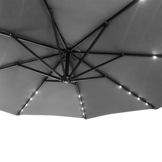 Парасоля садова з підсвіткою LED сіра Bonro B-7012LP 3м 8 спиць | Зображення 4