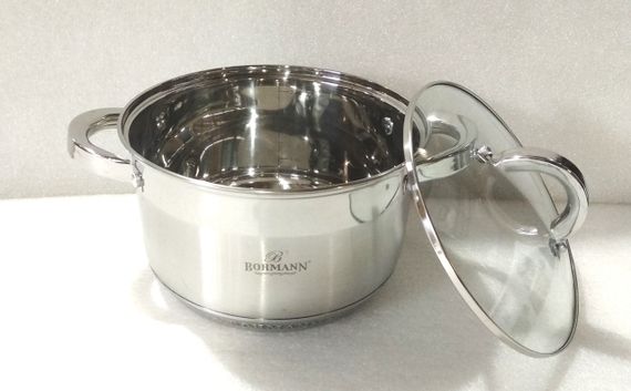 Каструля Bohmann BH-0715-24, 6. 5 л, 24 см, з нержавіючої сталі з кришкою, для всіх типів плит | Зображення 2