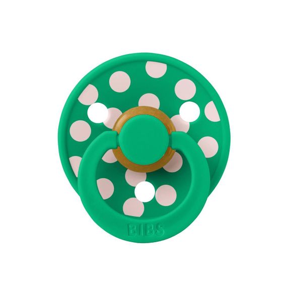 Соска пустушка BIBS Polka Colour Latex кругла 6-18 міс Cactus / Petal