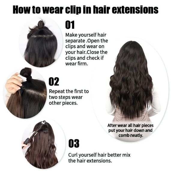 Накладні пасма на шпильках 50 см, коричневі, набір із 4 штук | Зображення 1