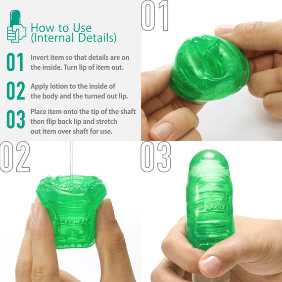Унисекс-стимулятор Tenga UNI Emerald, зеленый, с геометрическим рельефом, лубрикант в комплекте sexstyle | Зображення 2